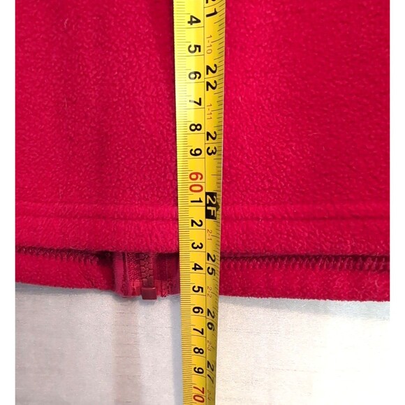 Chaps by Ralph Lauren Women's MEDIUM Fleece Vest Full Zip Red Collared Pockets - Picture 8 of 15
